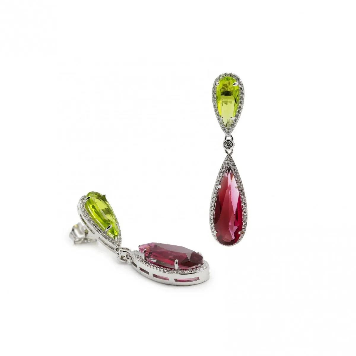 Pendientes de piedras de colores diseo doble lágrima