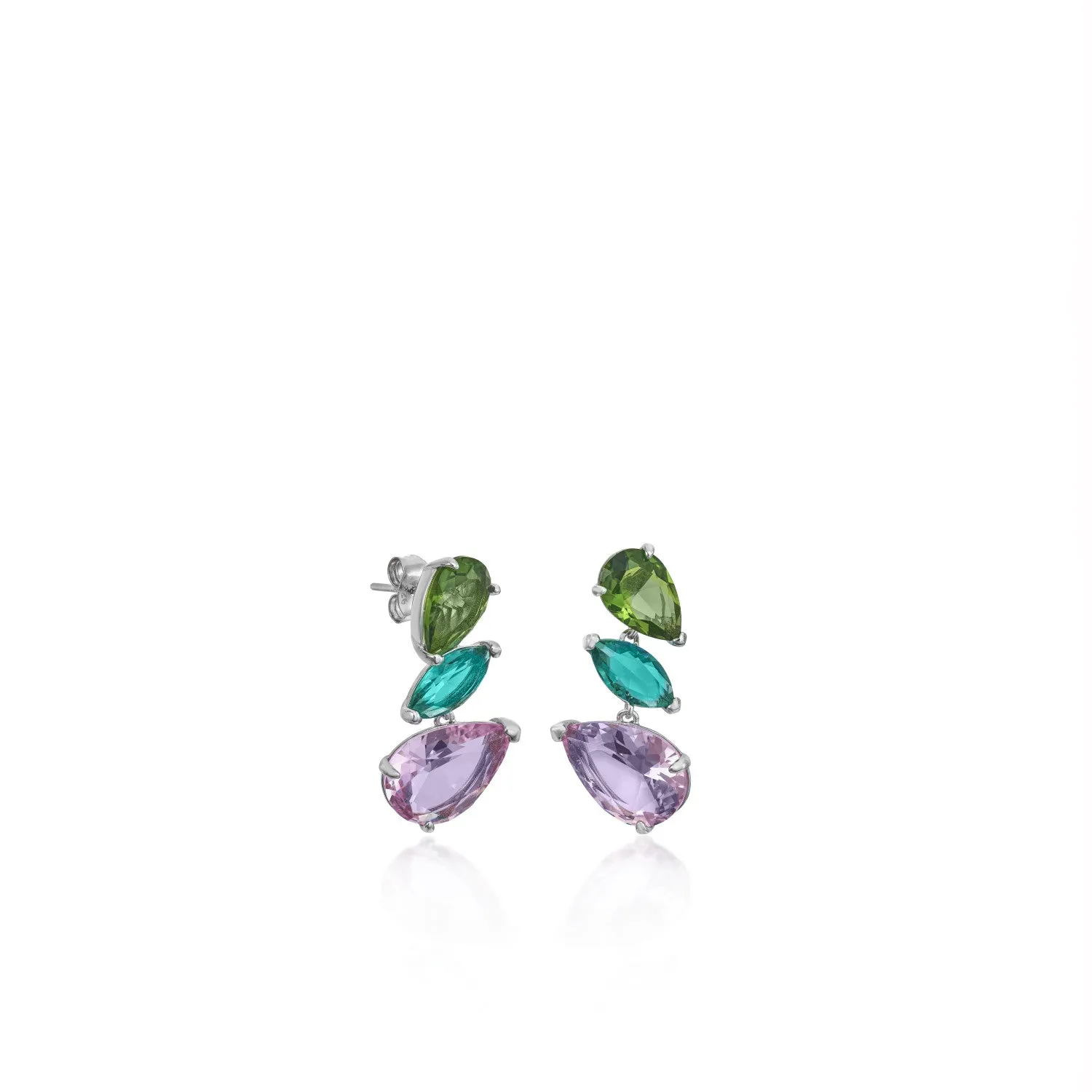 Pendientes de piedras de colores diseo tres gemas talla pera