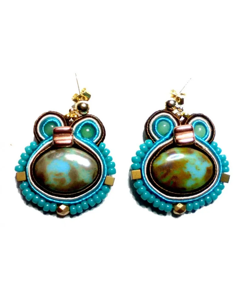 PENDIENTES FLAMENCA PIEDRAS NATURALES