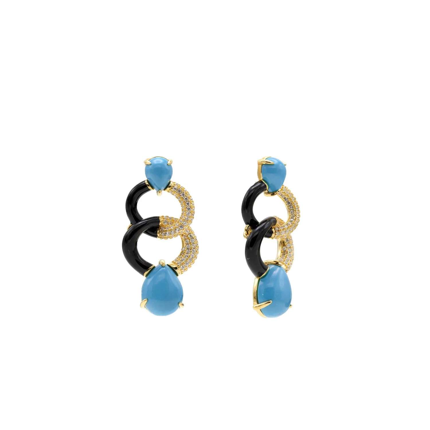 Pendientes originales diseo de eslabón con esmalte y corconitas