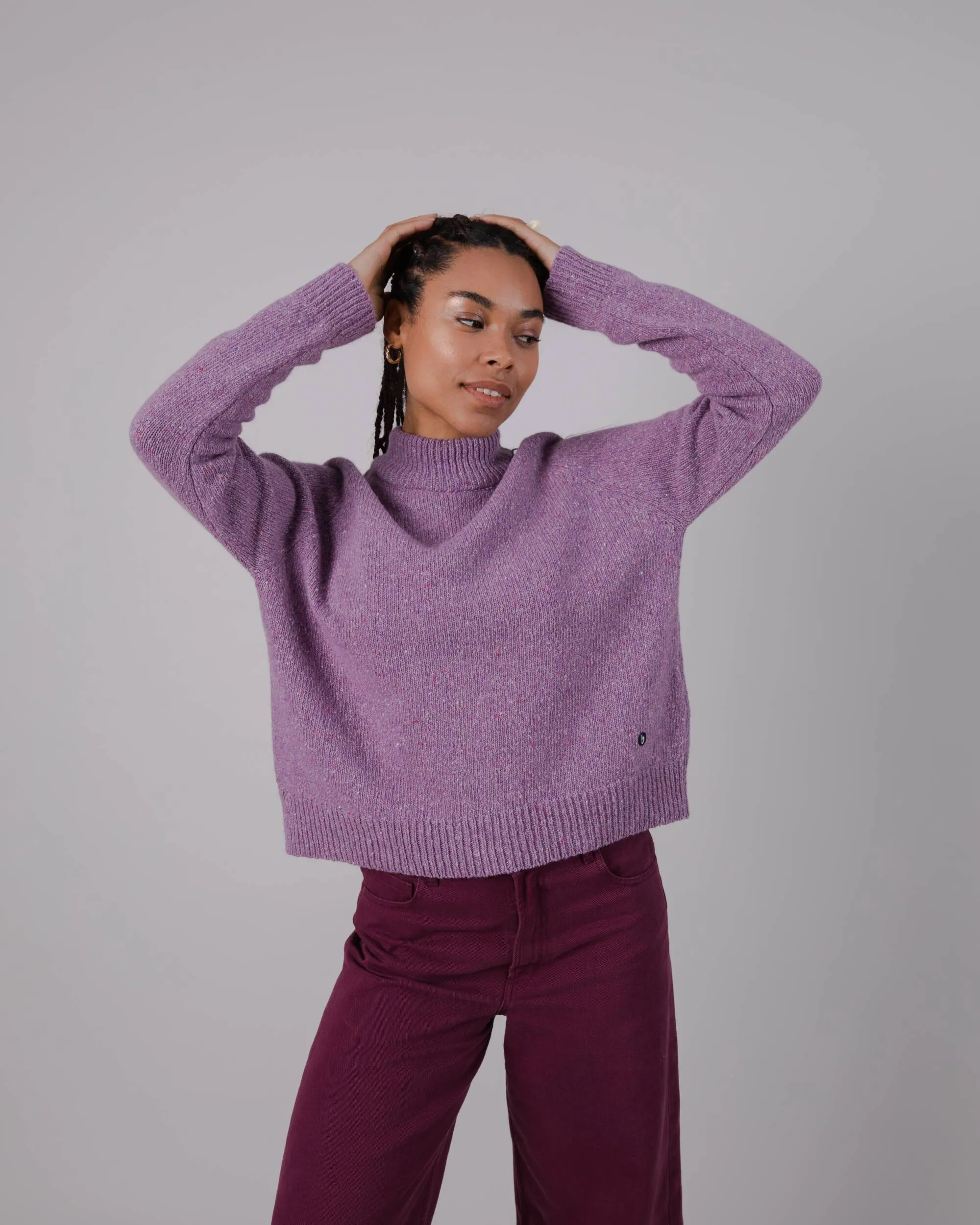 Perkins Cropped Sweater Grape