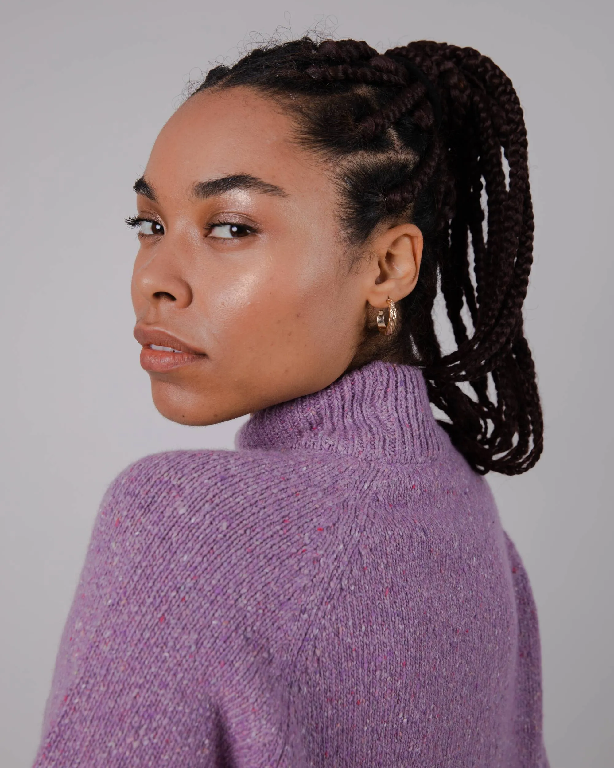 Perkins Cropped Sweater Grape