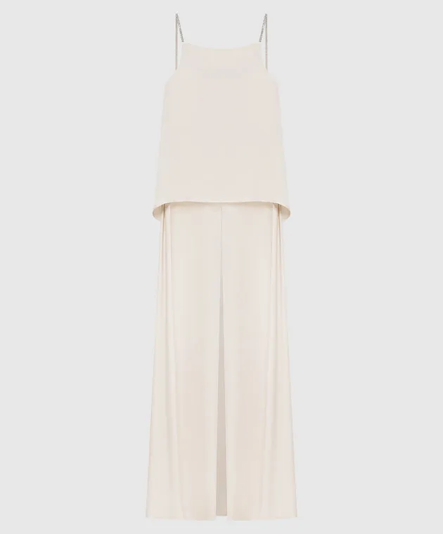 Peserico Beige asymmetric top with monil chain