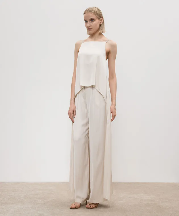 Peserico Beige asymmetric top with monil chain