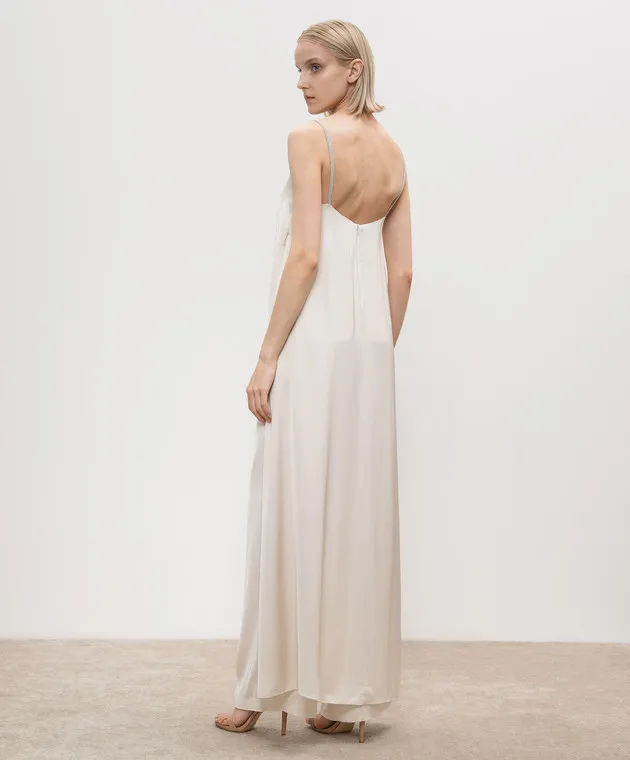 Peserico Beige asymmetric top with monil chain