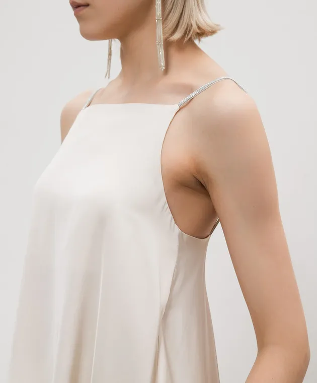 Peserico Beige asymmetric top with monil chain