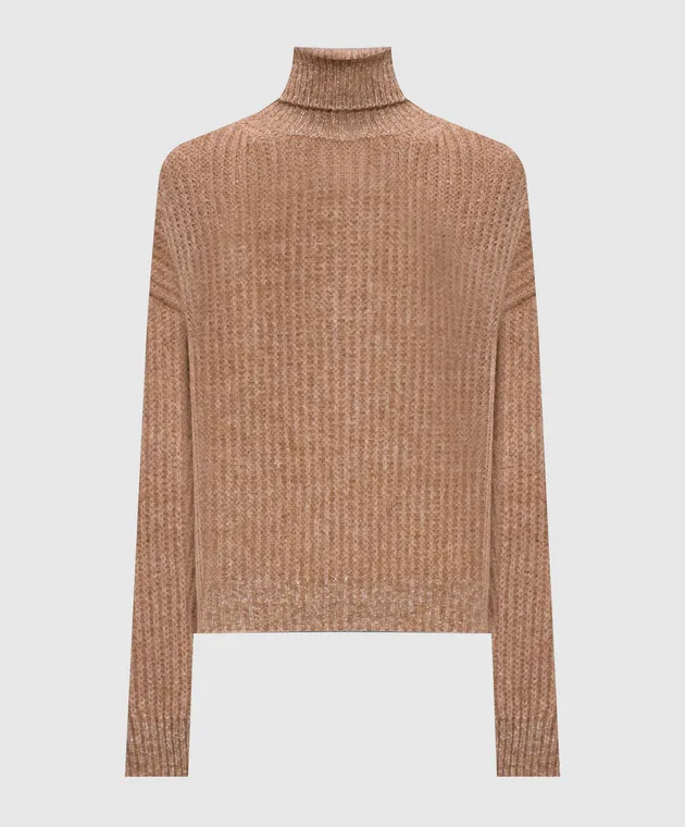 Peserico Brown alpaca sweater with lurex