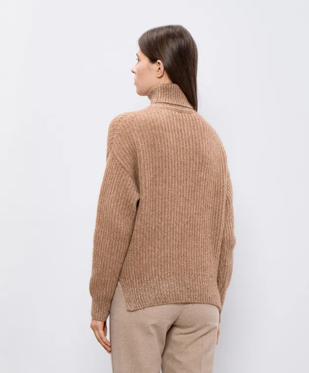 Peserico Brown alpaca sweater with lurex