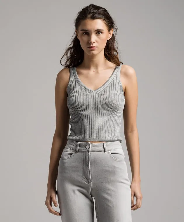 Peserico Gray ribbed top