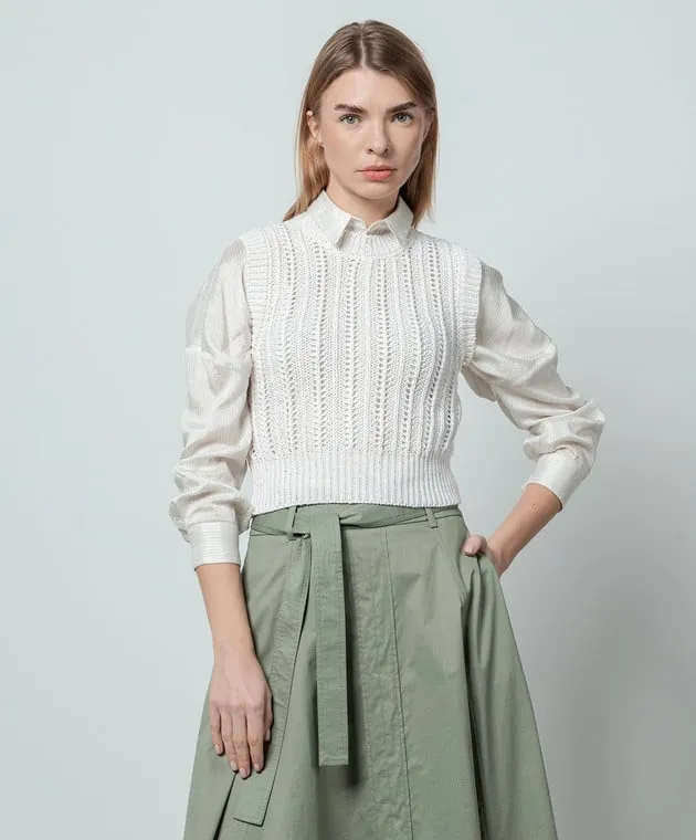 Peserico White openwork top with sequins