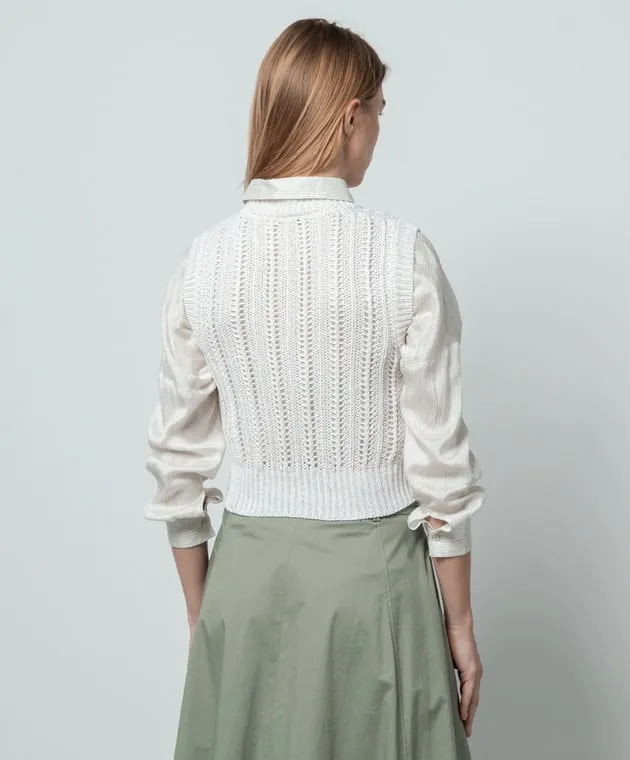 Peserico White openwork top with sequins