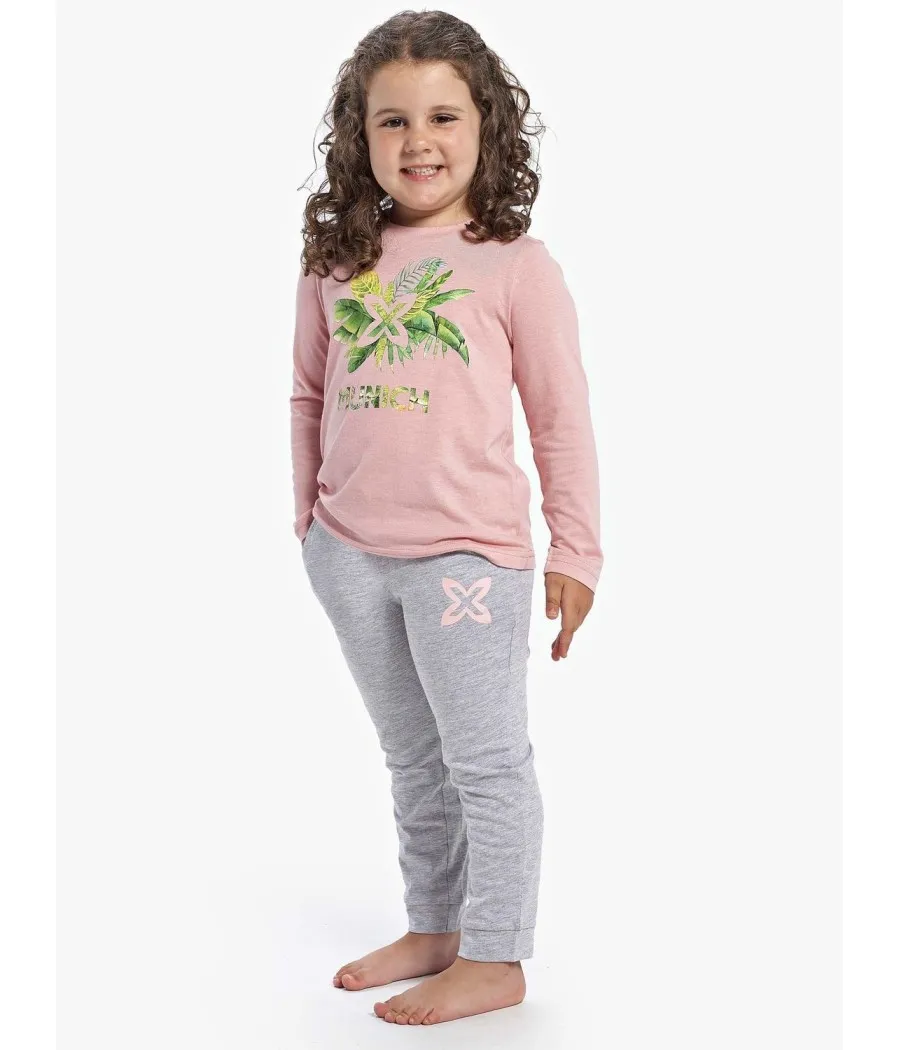 Pijama largo verano niña Munich rosa algodón viscosa