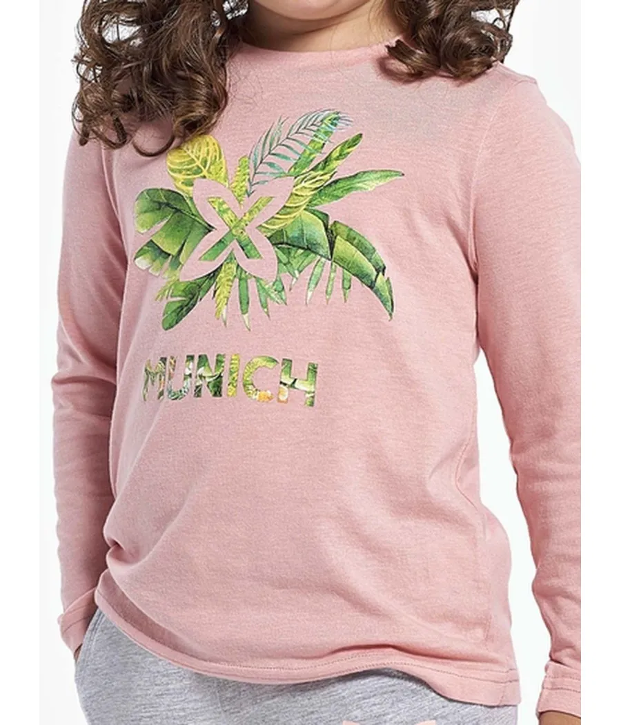 Pijama largo verano niña Munich rosa algodón viscosa