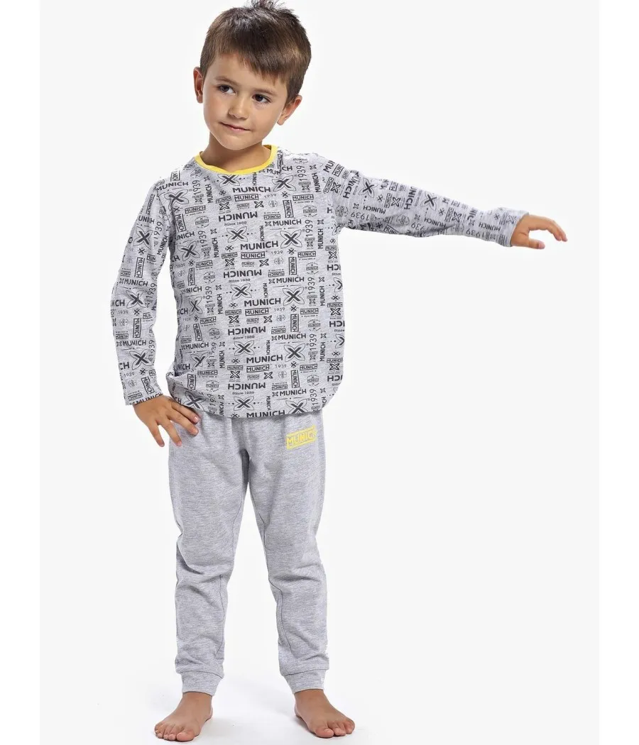 Pijama largo verano niño Munich gris algodón viscosa