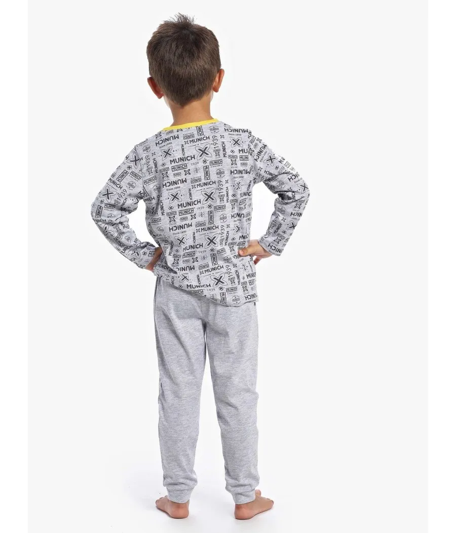 Pijama largo verano niño Munich gris algodón viscosa