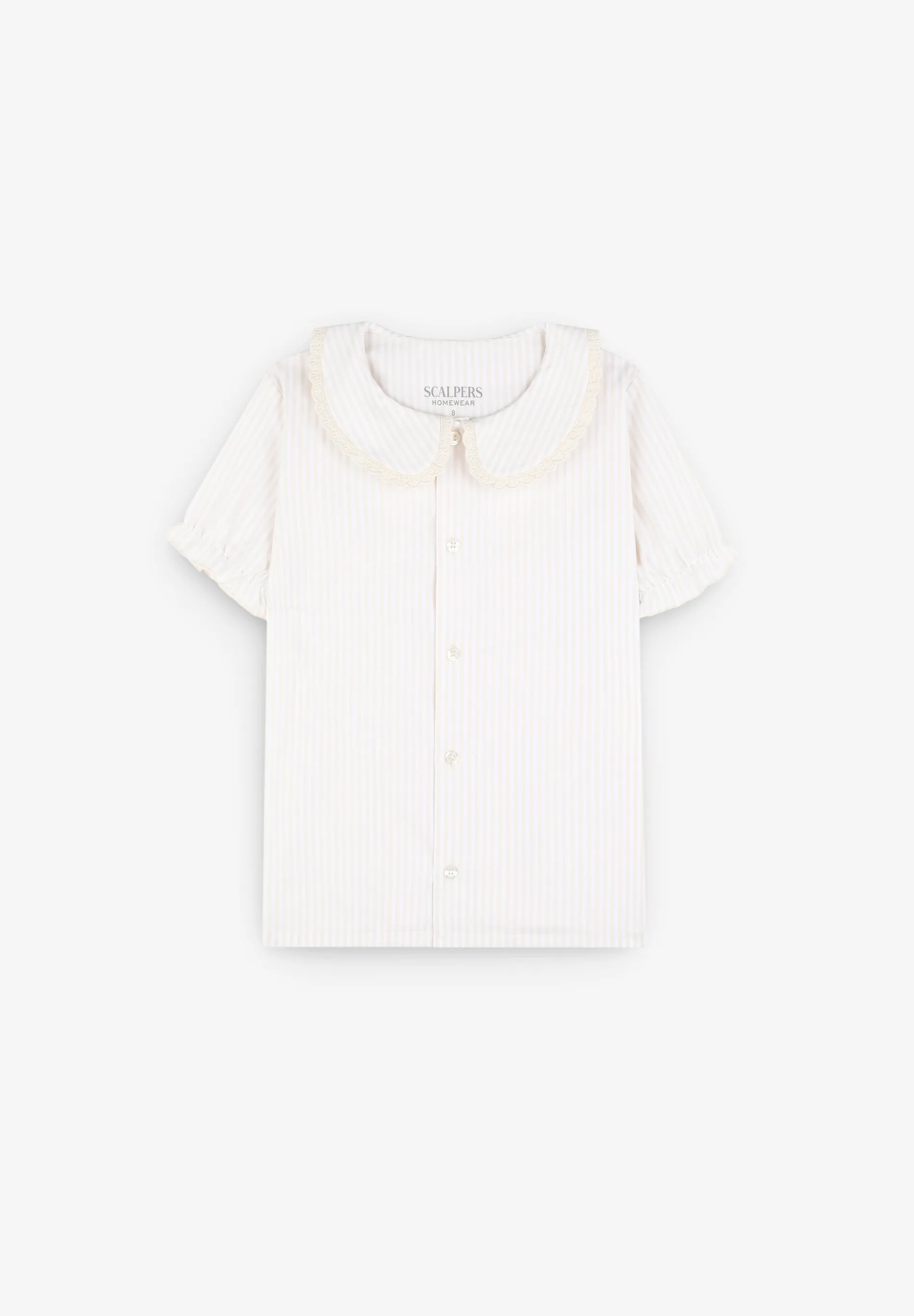 PIJAMA RAYAS CUELLO TIRA BORDADA