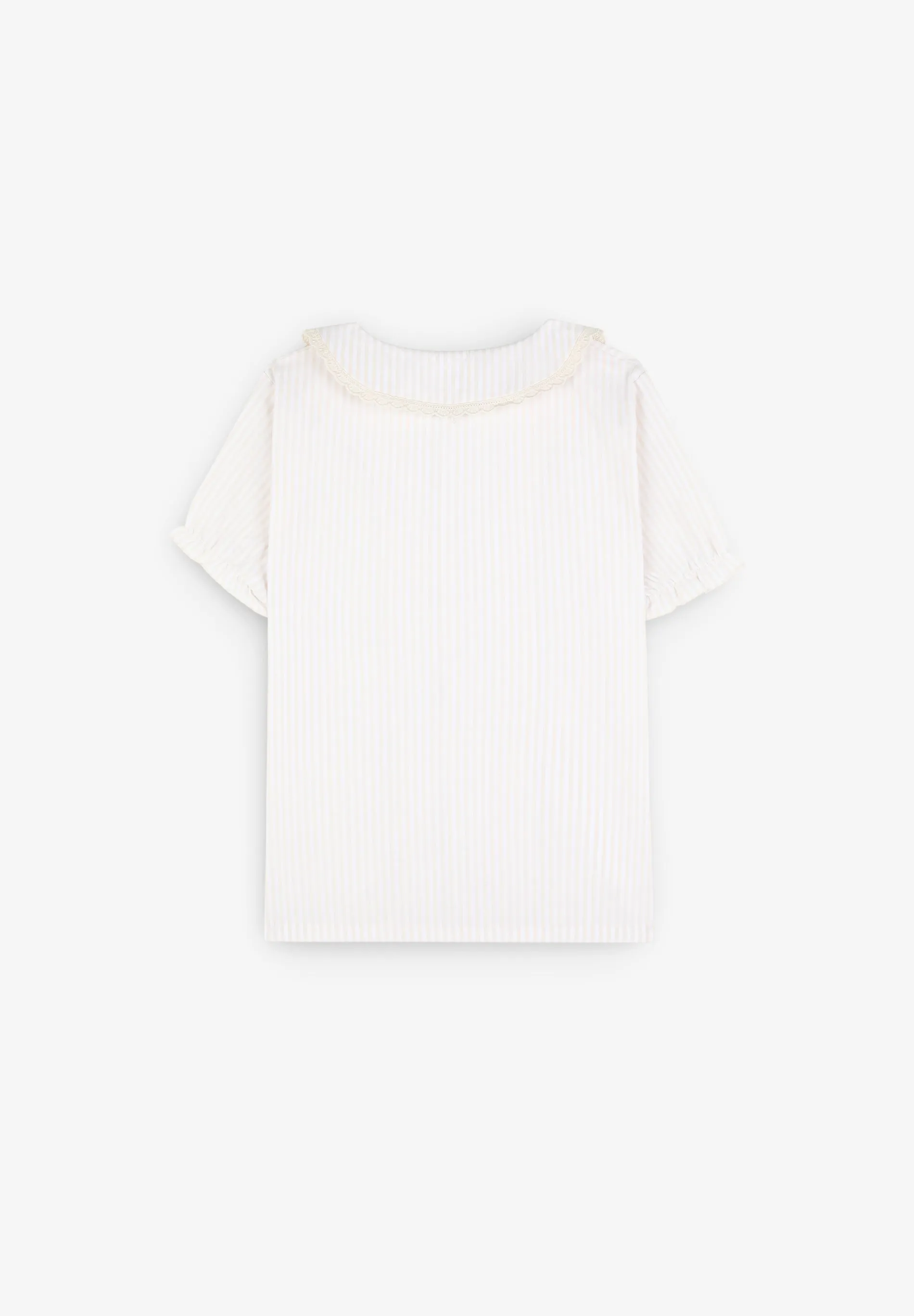 PIJAMA RAYAS CUELLO TIRA BORDADA