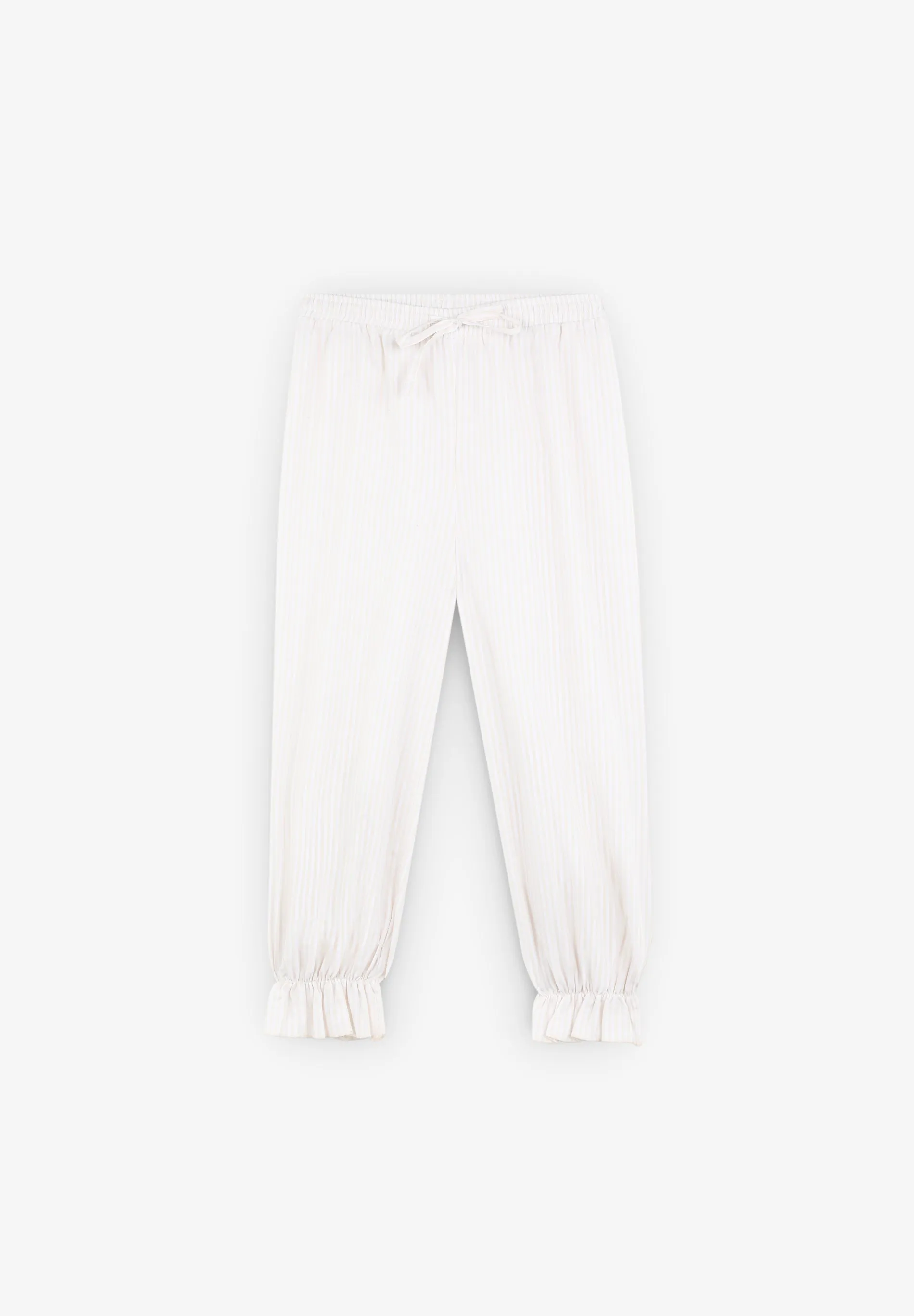 PIJAMA RAYAS CUELLO TIRA BORDADA