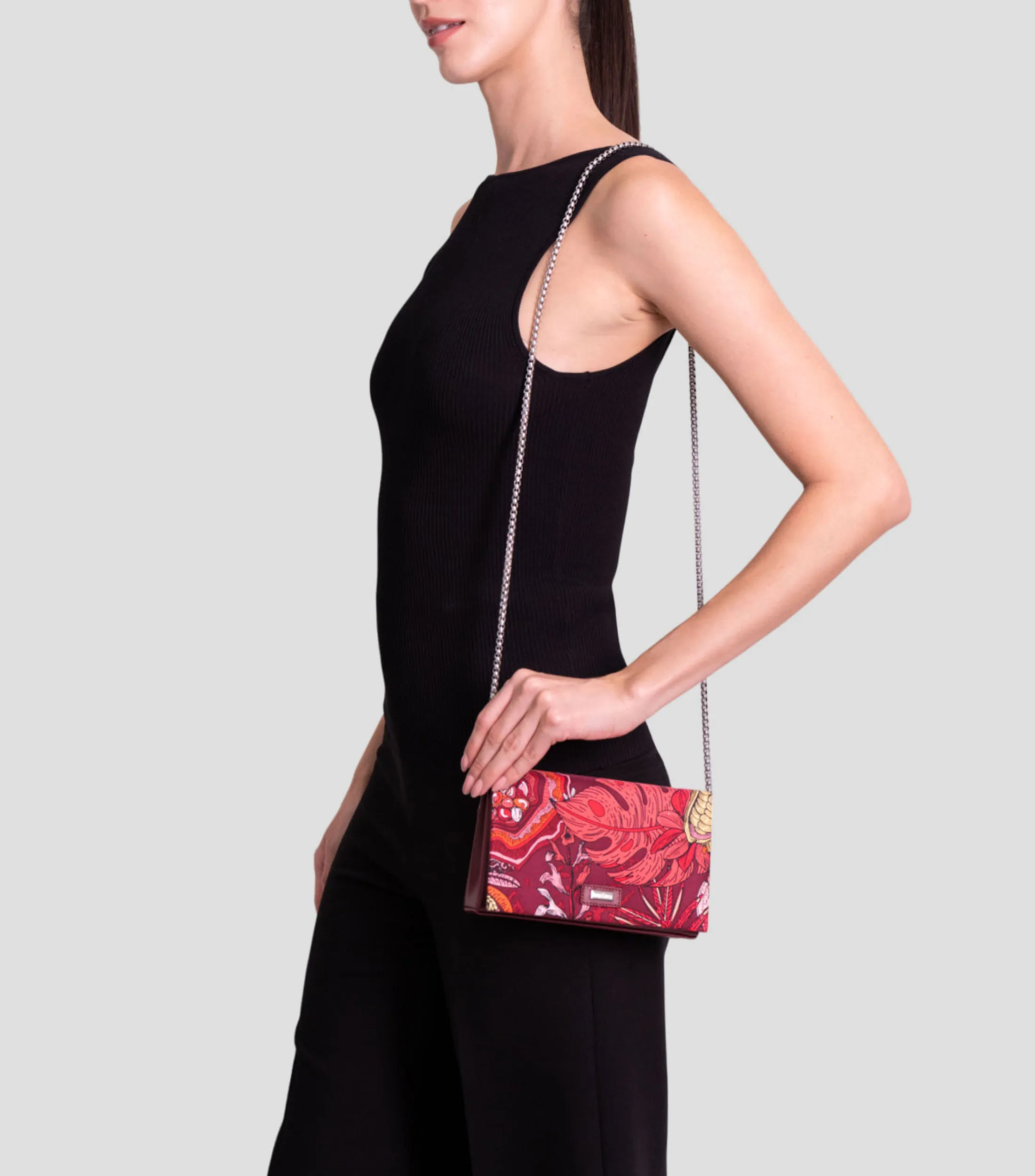 Pineda Covalin Bolso Clutch Estampado Máscara de Jade Mujer