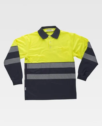 Polo manga larga perchado Marino Amarillo