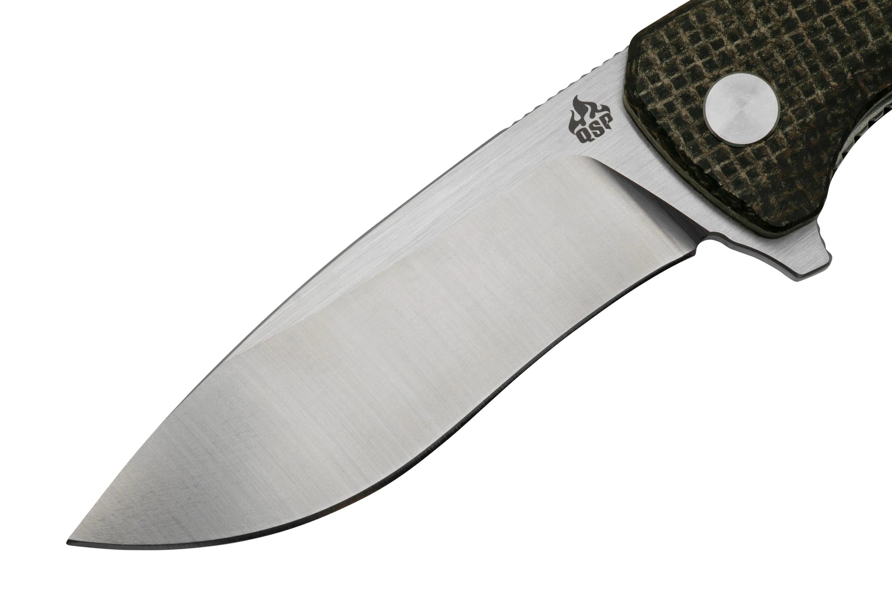 QSP KNIFE RAVEN QS122D1 ROUGH BROWN MICARTA, SATIN, NAVAJA