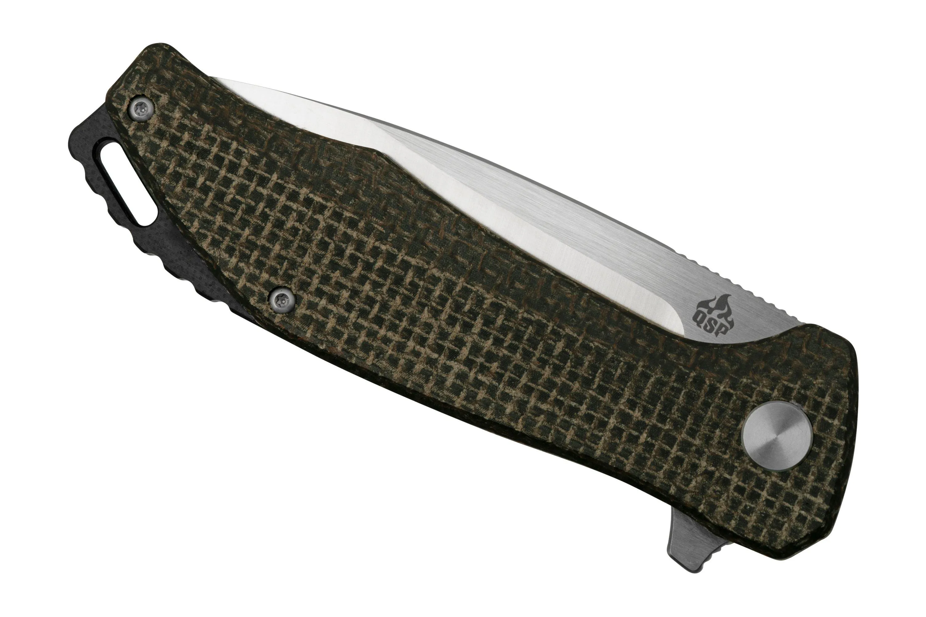 QSP KNIFE RAVEN QS122D1 ROUGH BROWN MICARTA, SATIN, NAVAJA
