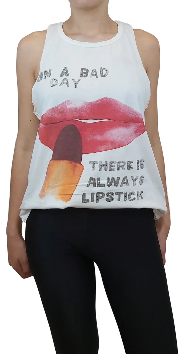RAPSODIA Polera Blanca Musculosa Estampada