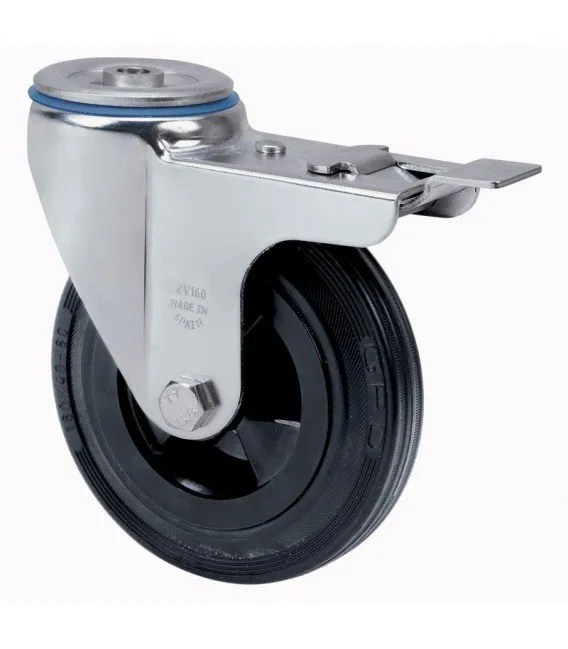 RUEDA GIRATORIA 21349  20ZVFD100PSN 100MM GOMA NEGRO C/FRENO ALEX
