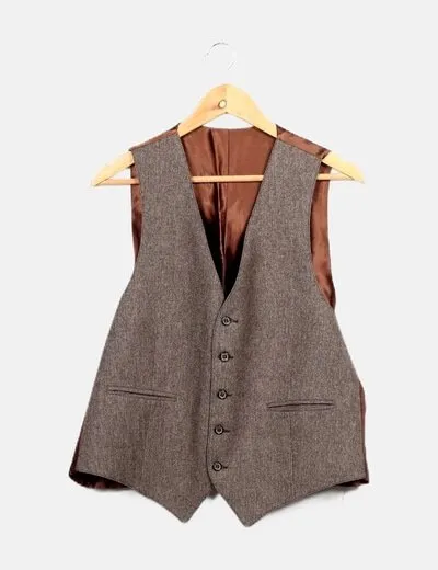 SACOOR Conjunto blazer y chaleco traje marrón