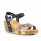 Sandalias cuña GENUINS azules con tiras cruzadas y animal print multicolor