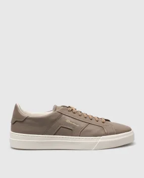 Santoni Beige leather trainers with logo