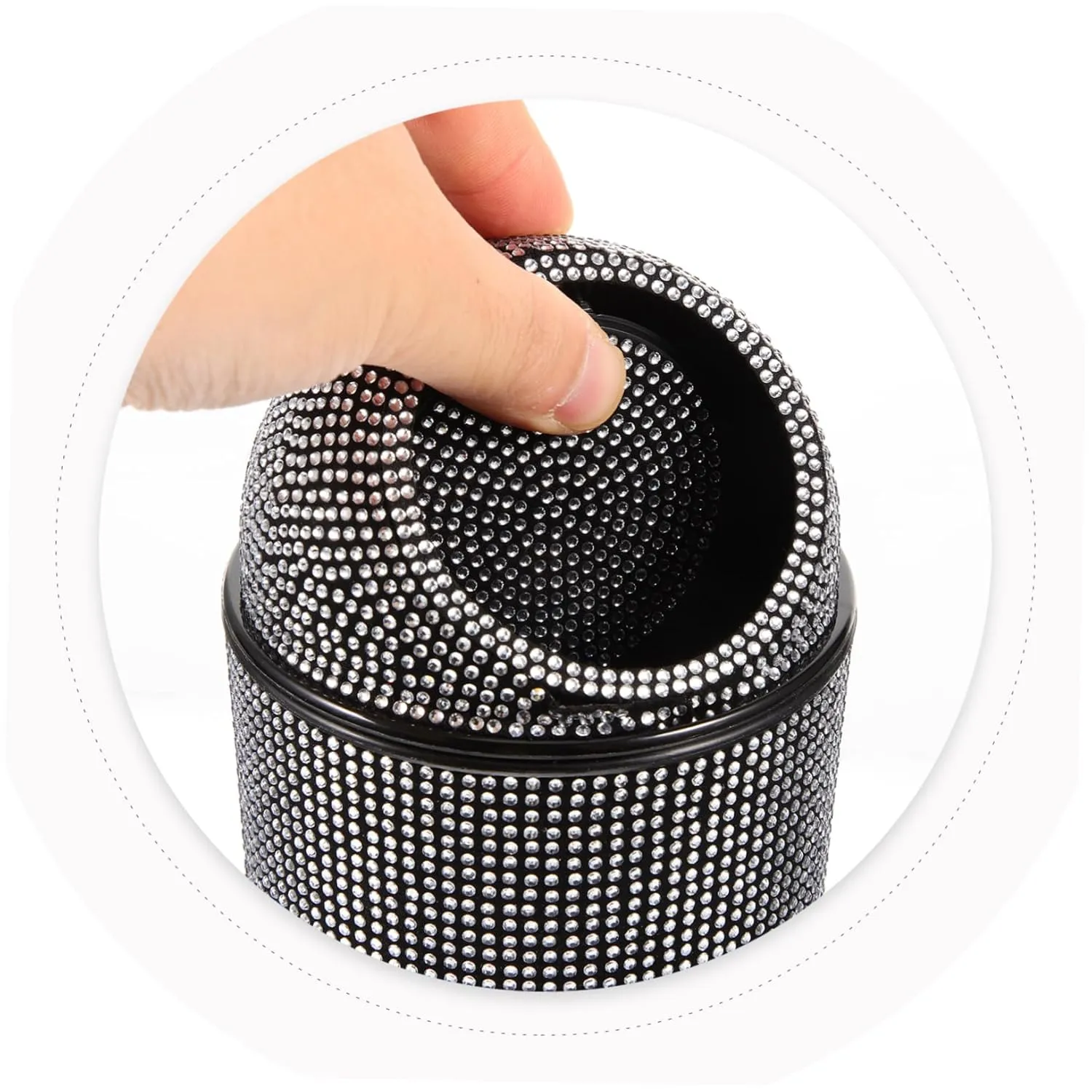 SEWOART Tapa para Soporte de Basura de Coche Cubo de Basura Automático para Coche Decoración con Diamantes de Imitación Almacena