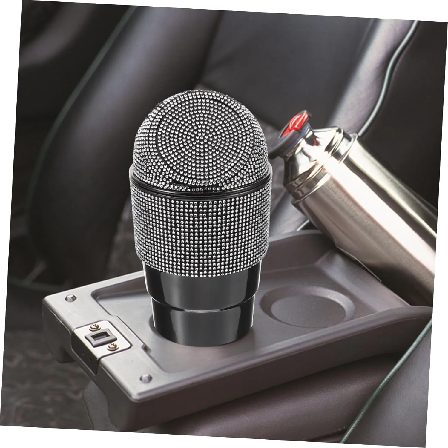 SEWOART Tapa para Soporte de Basura de Coche Cubo de Basura Automático para Coche Decoración con Diamantes de Imitación Almacena