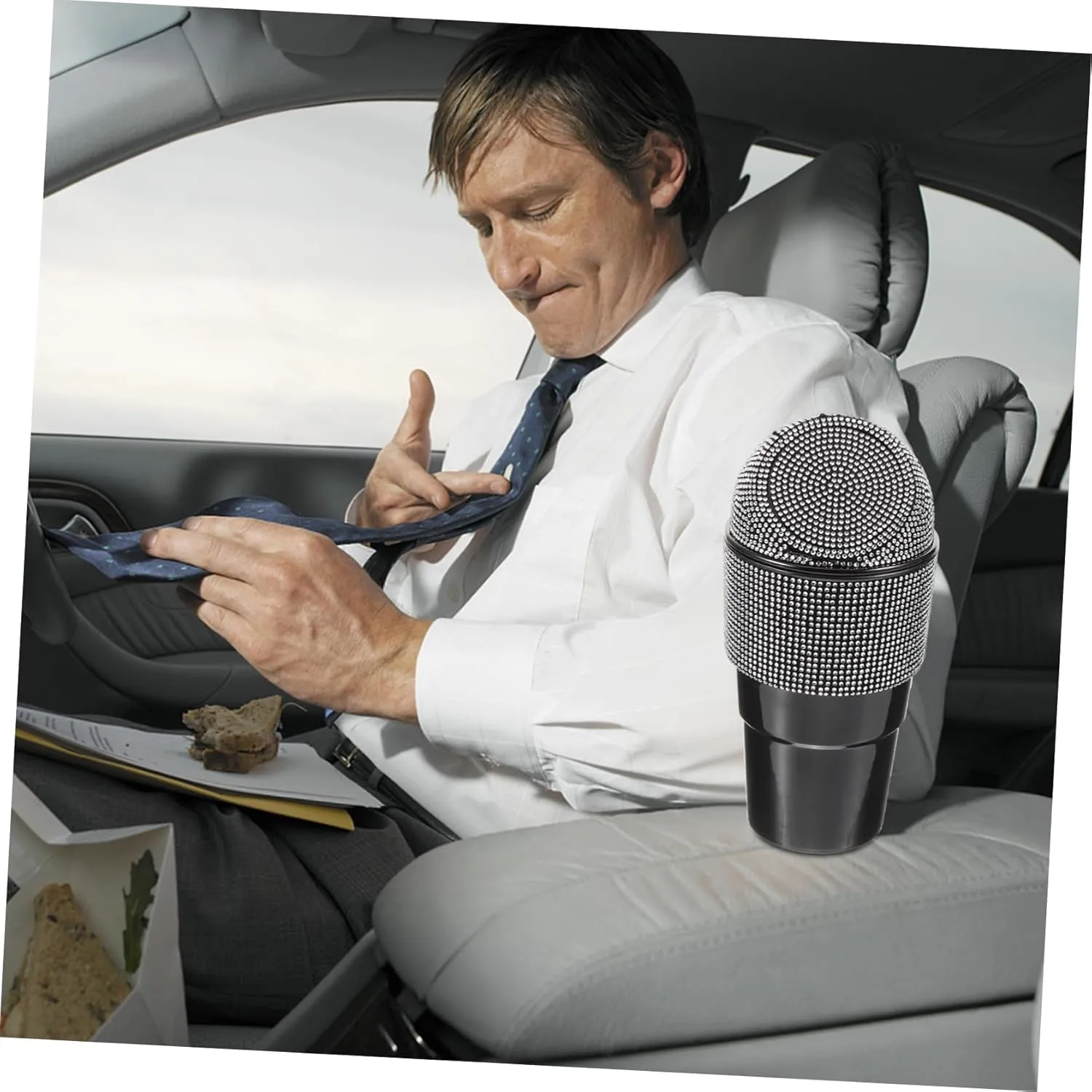 SEWOART Tapa para Soporte de Basura de Coche Cubo de Basura Automático para Coche Decoración con Diamantes de Imitación Almacena