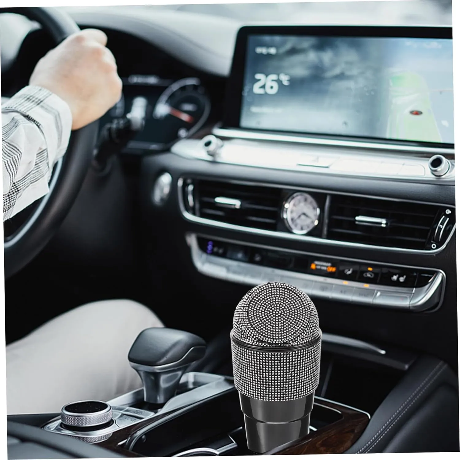 SEWOART Tapa para Soporte de Basura de Coche Cubo de Basura Automático para Coche Decoración con Diamantes de Imitación Almacena