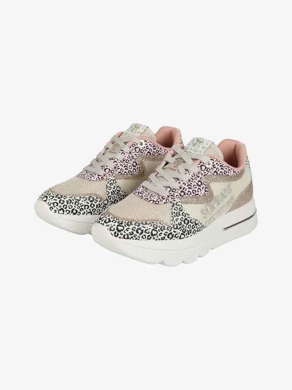 Solo Soprani Deportivas animalier de mujer con purpurina y plataforma.