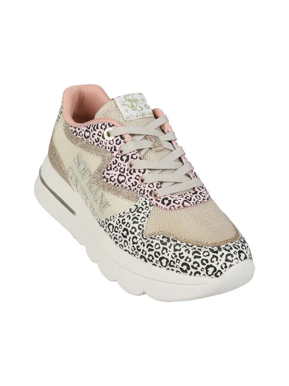 Solo Soprani Deportivas animalier de mujer con purpurina y plataforma.