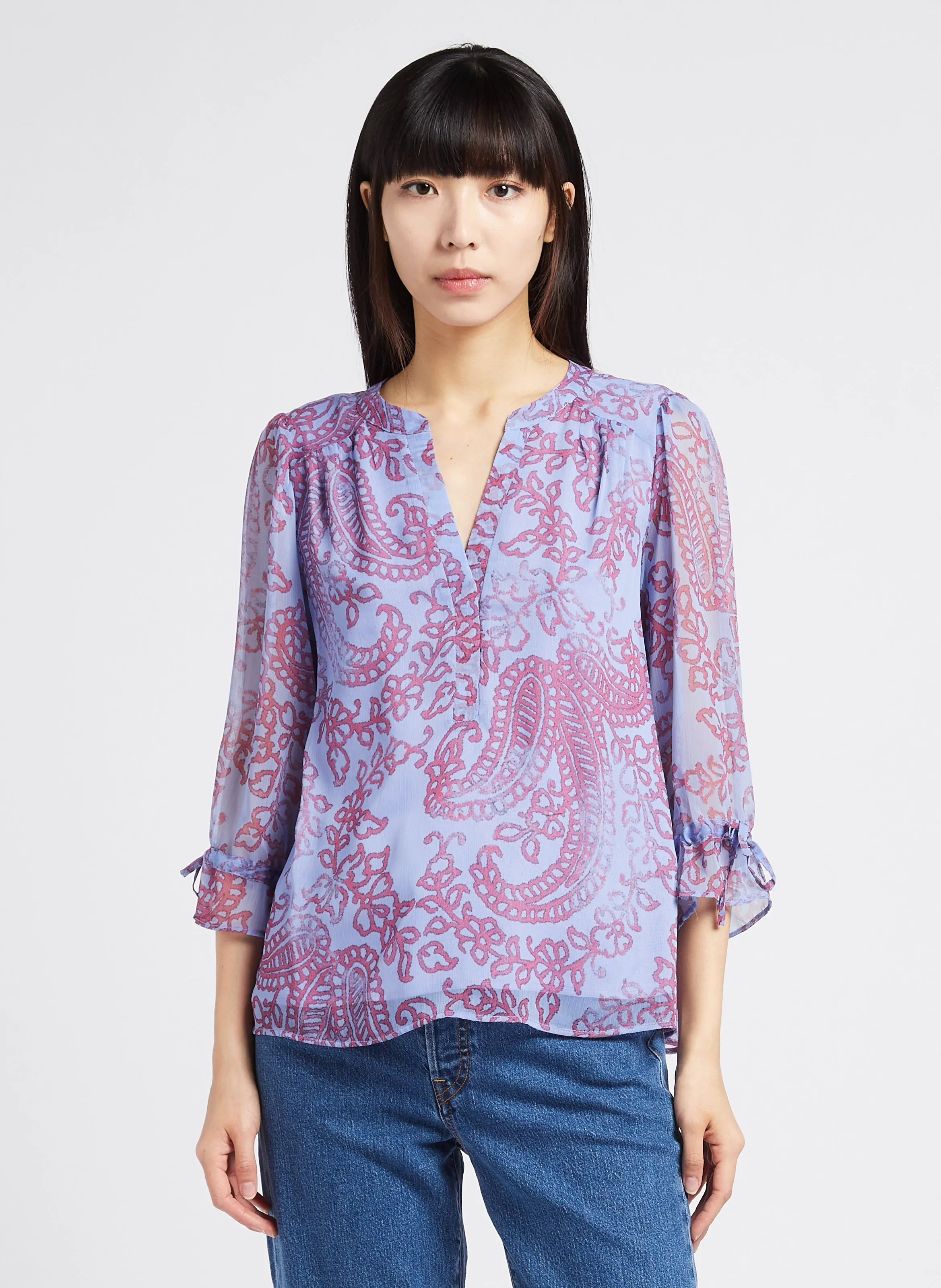 SUD EXPRESS TIKALA  TOP HOLGADO ESTAMPADO CON MANGA 3/4 EN VIOLETA
