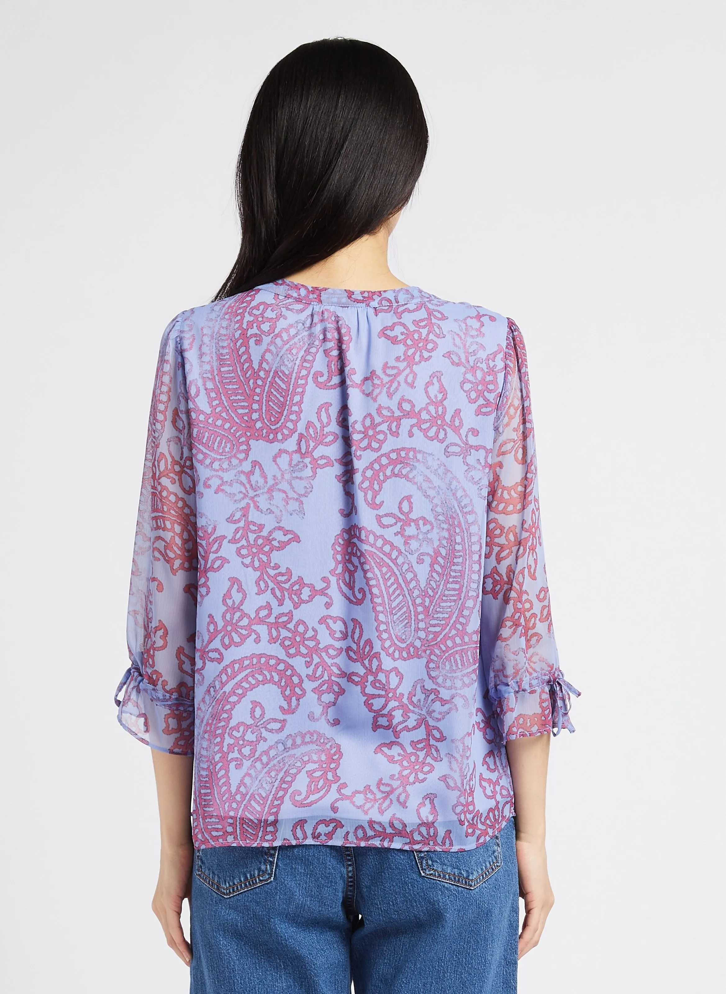 SUD EXPRESS TIKALA  TOP HOLGADO ESTAMPADO CON MANGA 3/4 EN VIOLETA