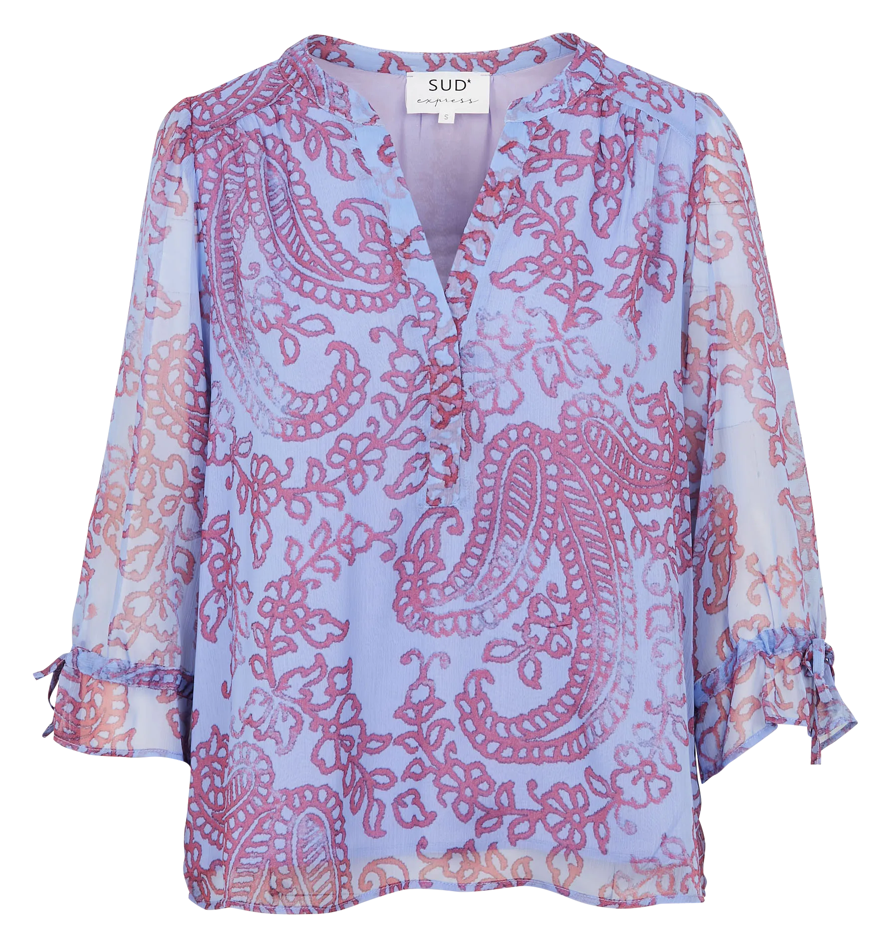 SUD EXPRESS TIKALA  TOP HOLGADO ESTAMPADO CON MANGA 3/4 EN VIOLETA