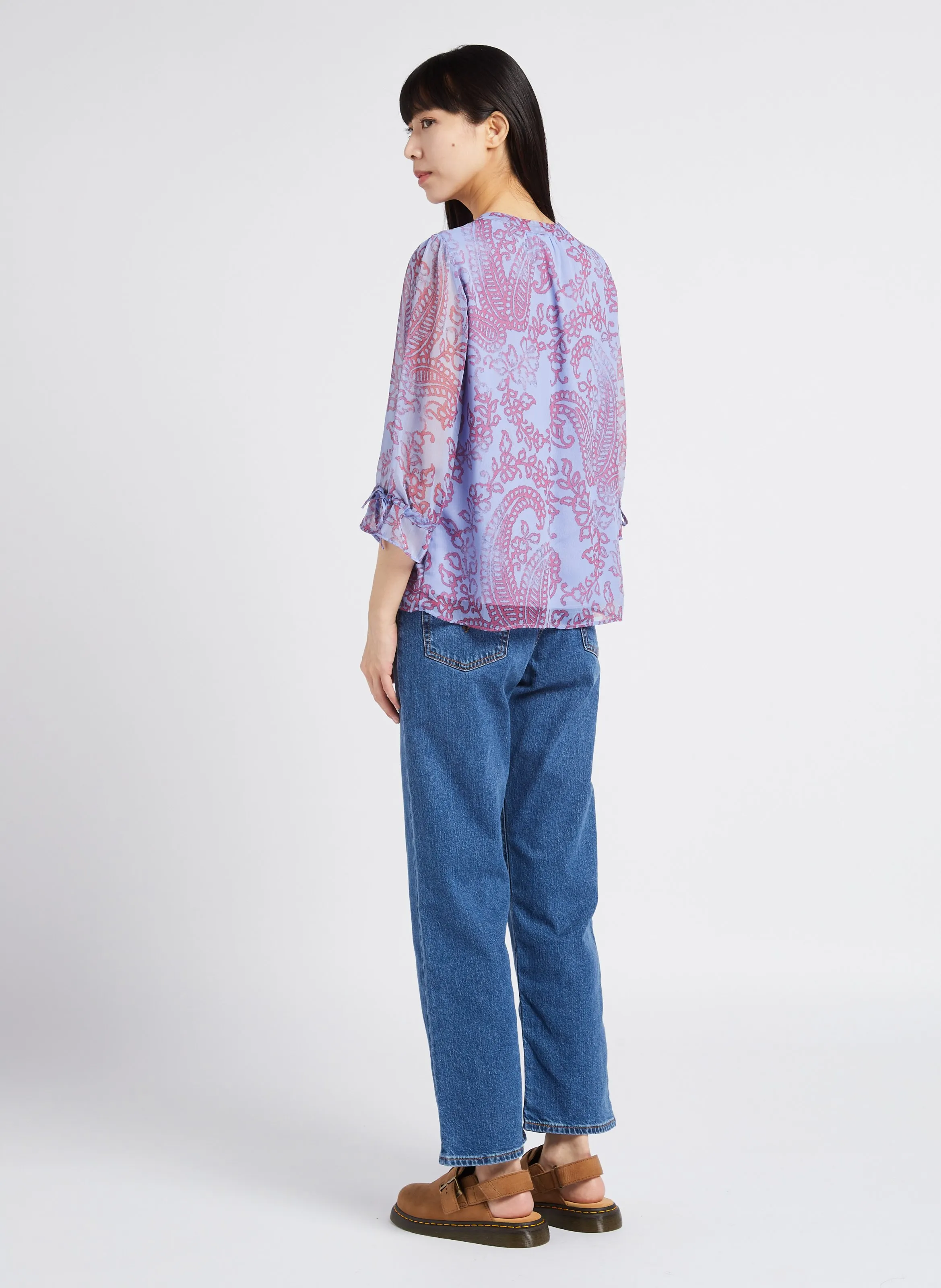 SUD EXPRESS TIKALA  TOP HOLGADO ESTAMPADO CON MANGA 3/4 EN VIOLETA