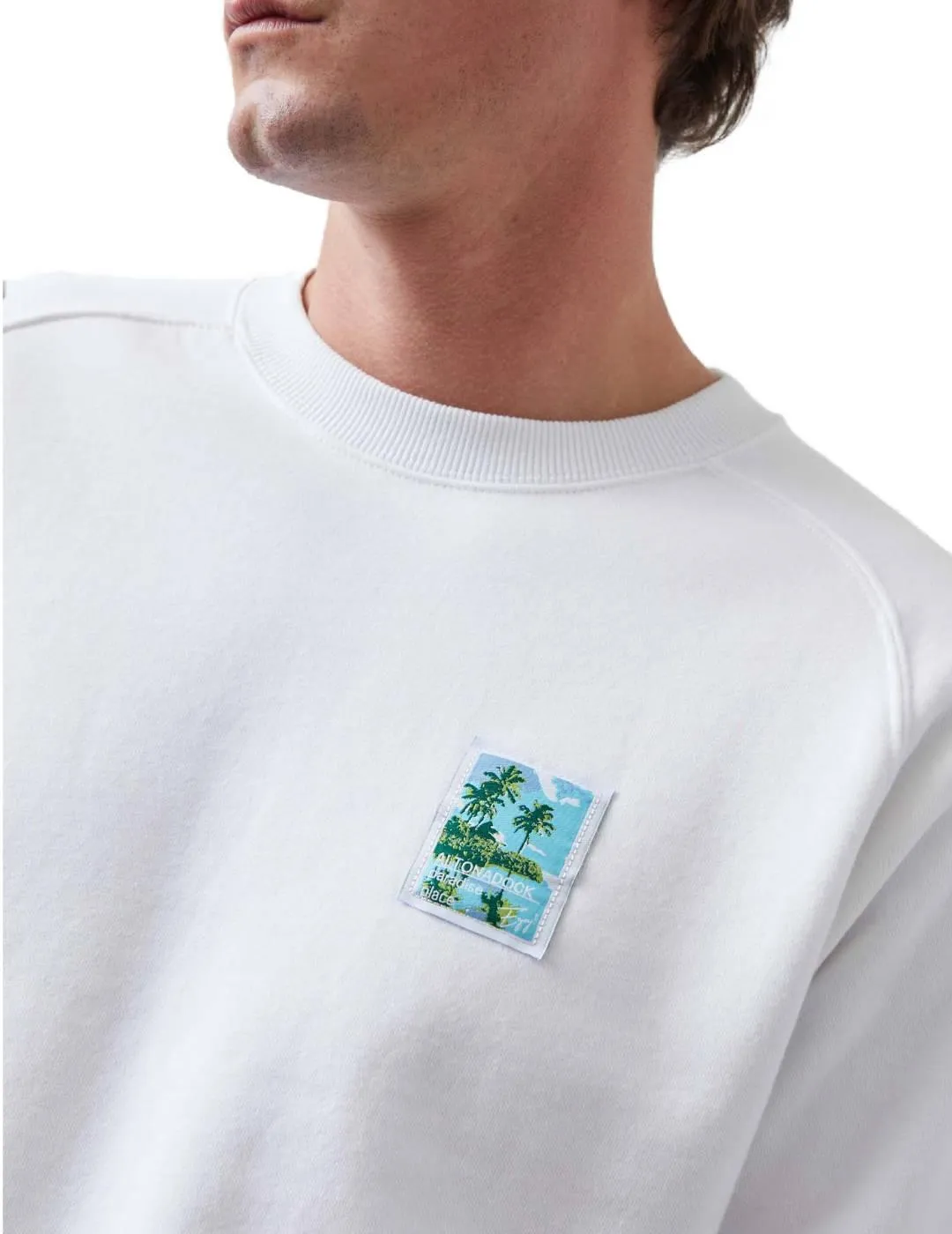 Sudadera Altonadock blanca paraiso sin capucha para hombre