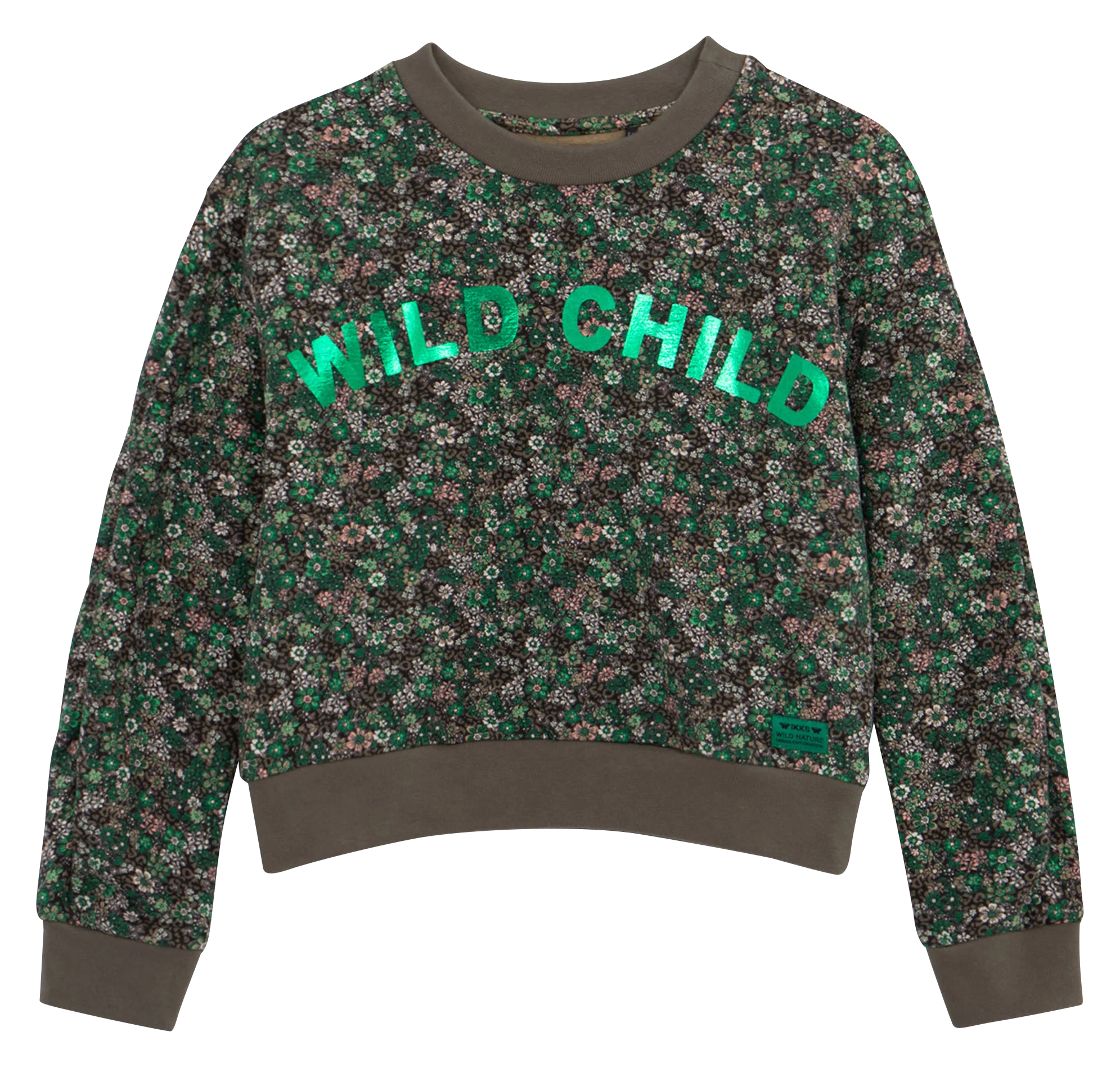 Sudadera con cuello redondo y aplique de rejilla en caqui