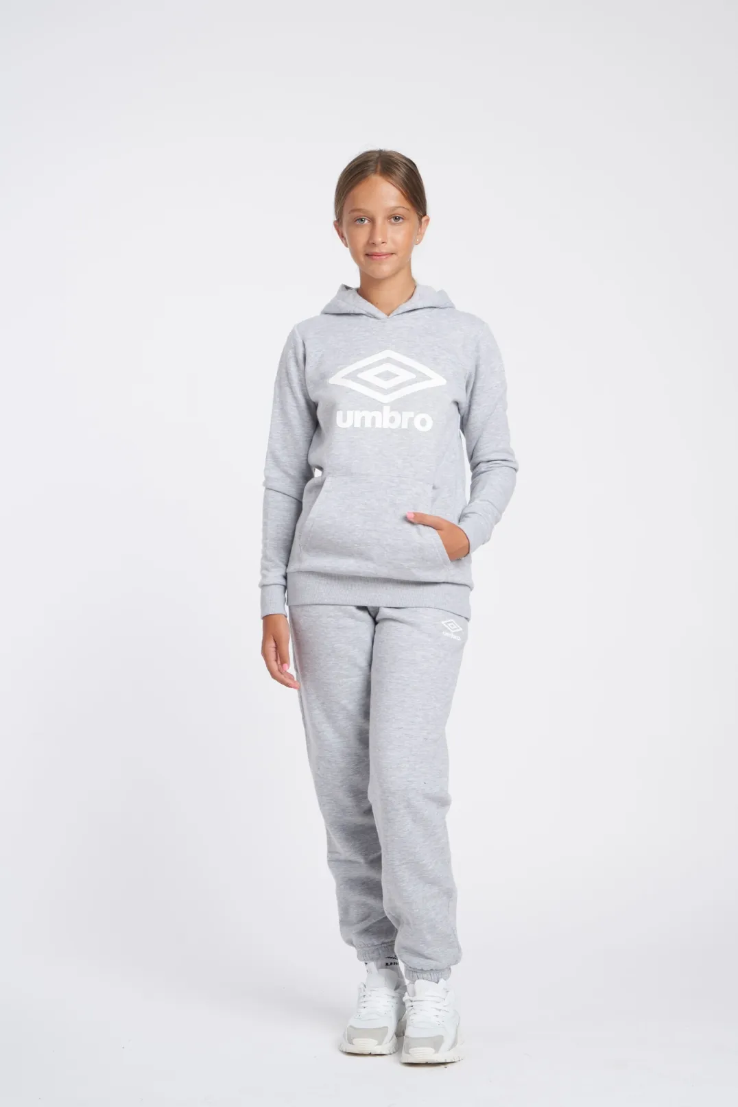 Sudadera Umbro Wardrobe Hoodie Large Logo Junior Grey / White