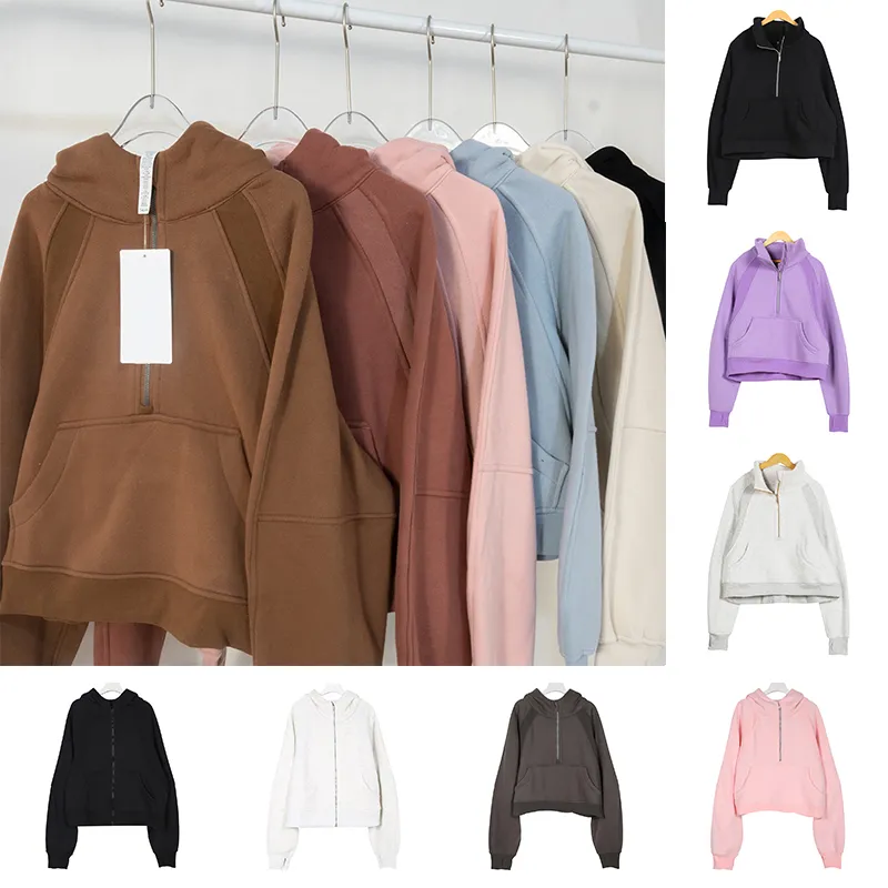 sudaderas de yoga para mujer gruesas más chaquetas de terciopelo de otoño e invierno Sports Half Zip Terry Diseñador Sweater Cho