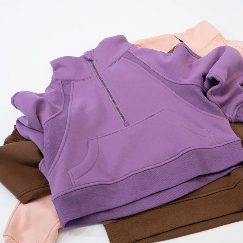 sudaderas de yoga para mujer gruesas más chaquetas de terciopelo de otoño e invierno Sports Half Zip Terry Diseñador Sweater Cho