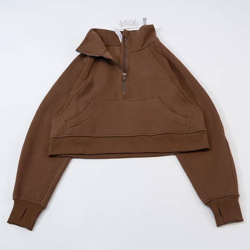 sudaderas de yoga para mujer gruesas más chaquetas de terciopelo de otoño e invierno Sports Half Zip Terry Diseñador Sweater Cho