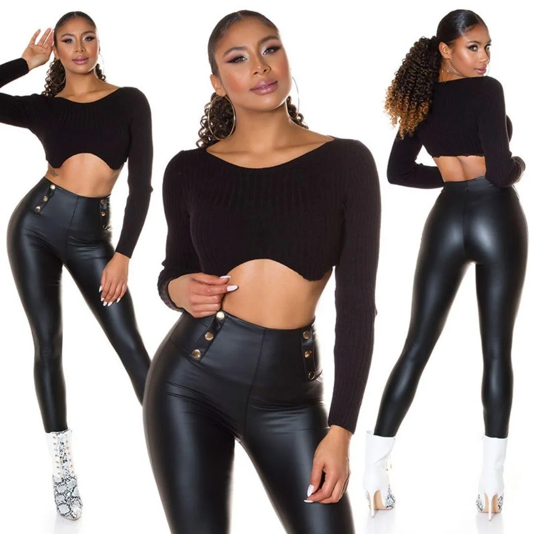 Suéter Crop Atractivo Negro