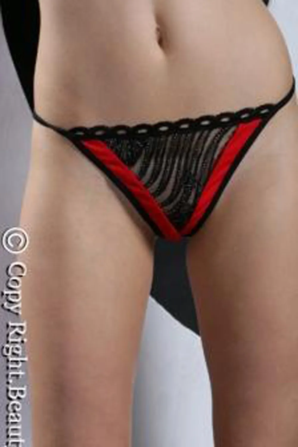 Tanga bicolor con motivos bordados