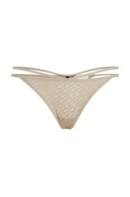 Tanga con encaje de monogramas y cintura doble